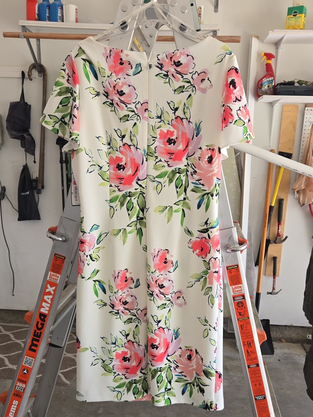 Jessica Howard Cream Floral Midi Dress with Pink and Green Print - Picture 3 of 4